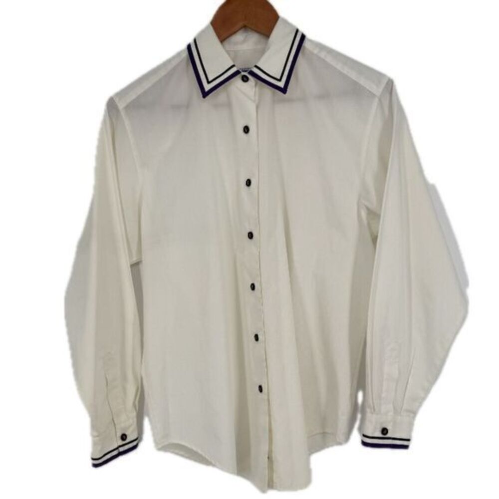 Pendleton Button Front Pointed Collar Ribbon Trim… - image 1